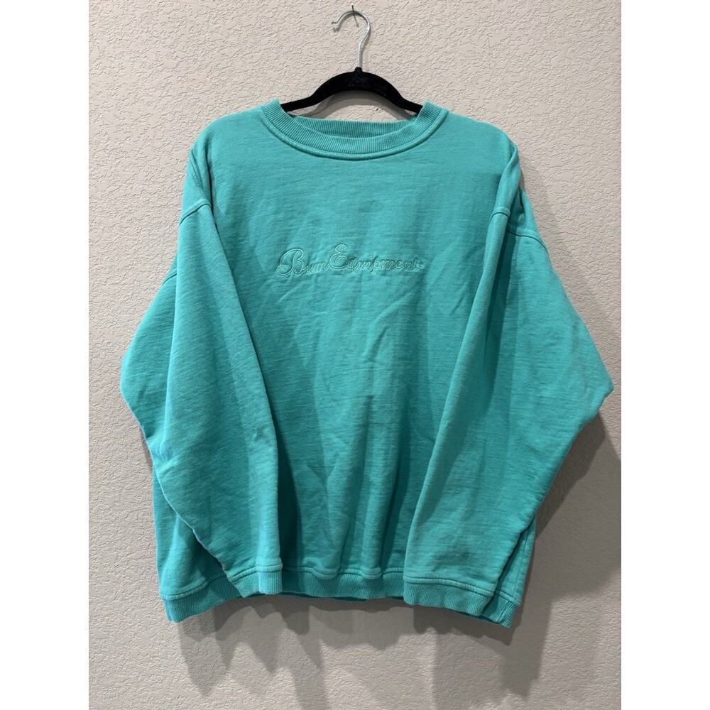 Vintage B.U.M. EQUIPMENT Turquoise Crewneck Sweatshirt 1990s Y2K Unisex Sz Large
